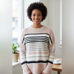 Staccato pale pink and grey Striped Crew Neck Sweater